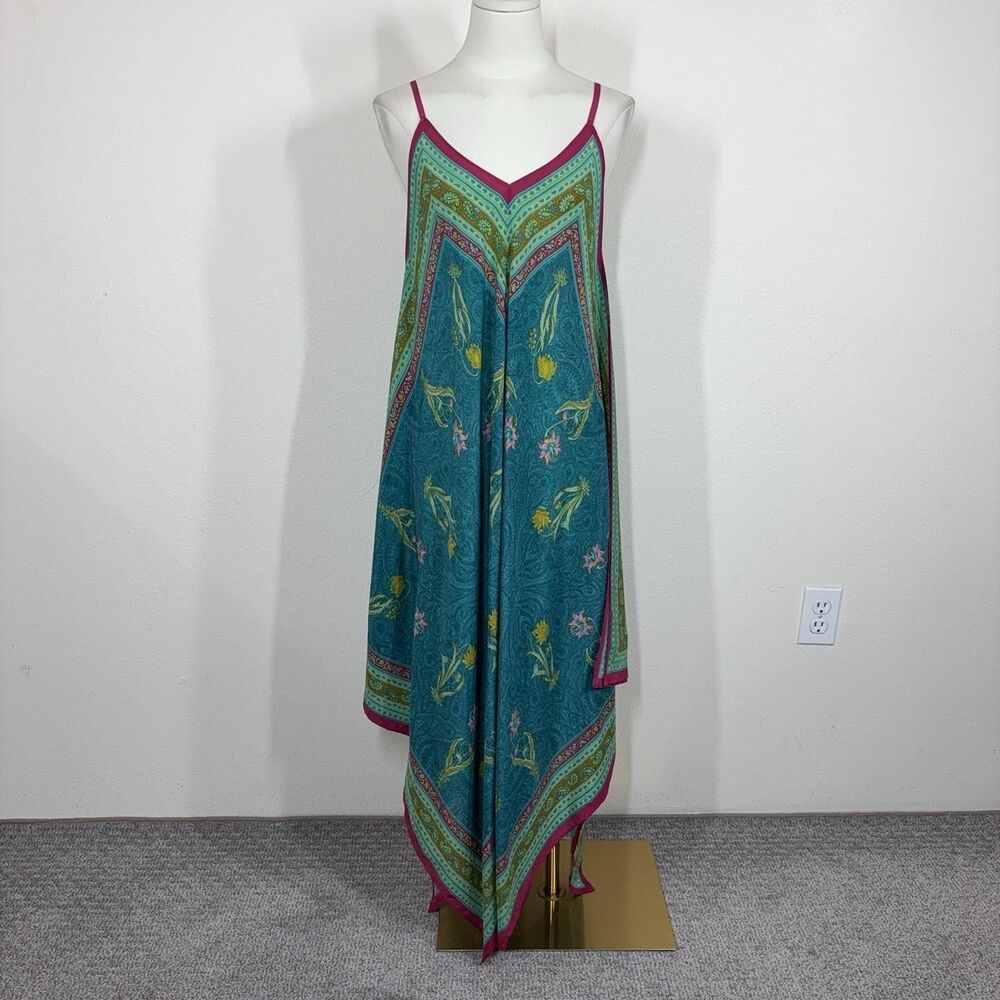 Holding Horses Dress Womens XS/S Floral Silk Handkerchief Midi Boho Beach Hippie